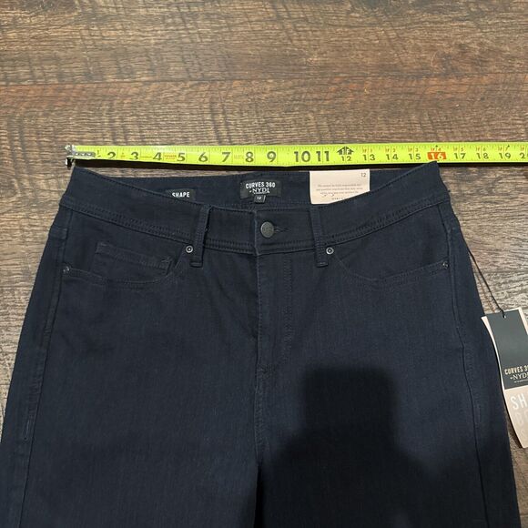 NYDJ Jeans Curves 360 Shape Slim Straight Bowen Dark Wash Stretch Size 12 New - Picture 4 of 12